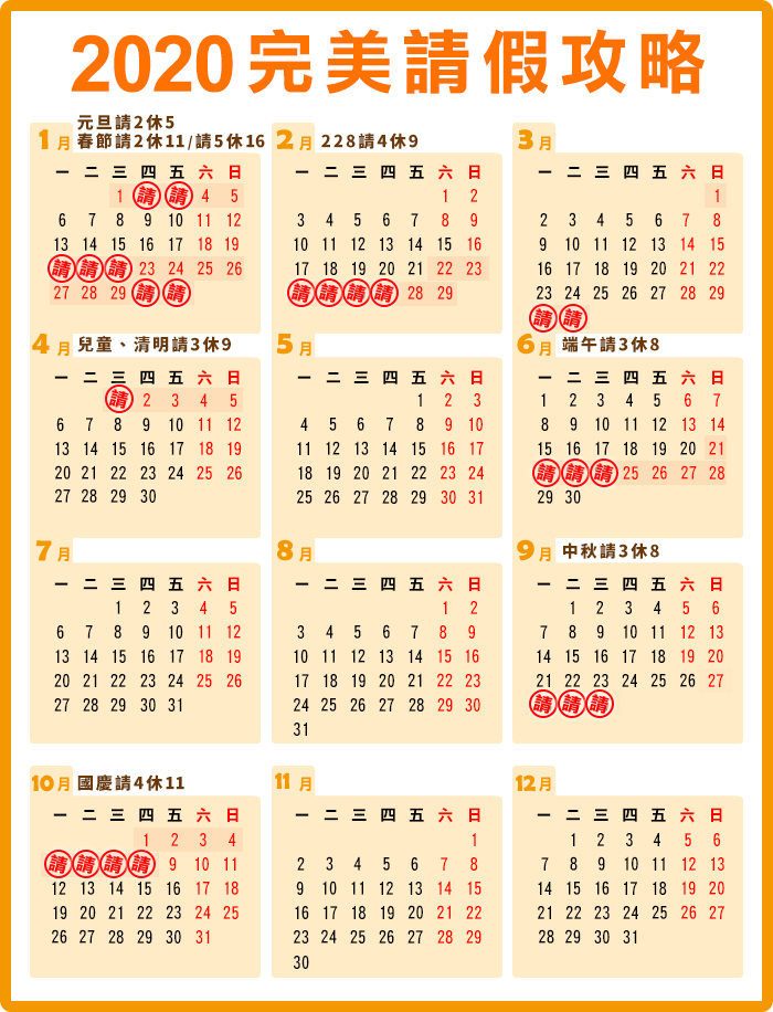 2020完美請假攻略 2020完美請假攻略